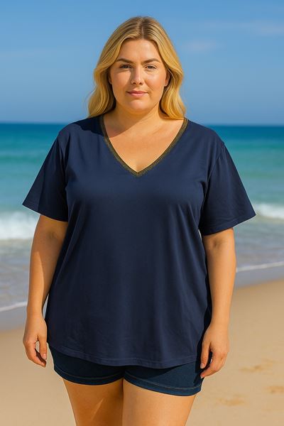 Picture of CURVY GIRL V NECK COTTON T SHIRT